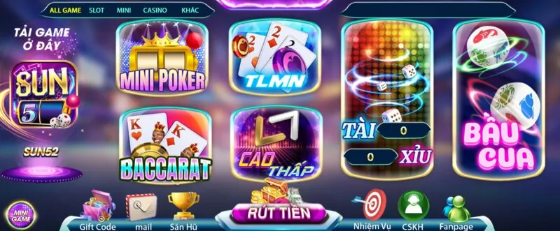 Những sản phẩm giải trí online có tại Sun52 